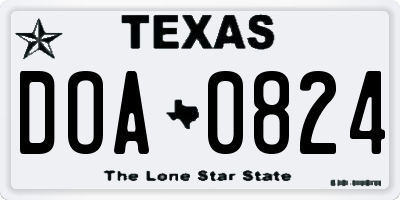 TX license plate DOA0824