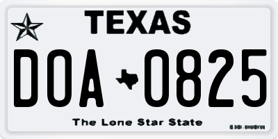 TX license plate DOA0825