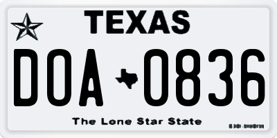 TX license plate DOA0836