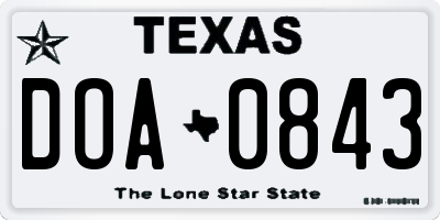 TX license plate DOA0843
