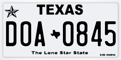 TX license plate DOA0845