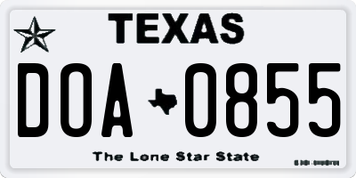 TX license plate DOA0855