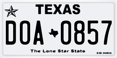 TX license plate DOA0857