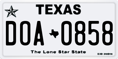 TX license plate DOA0858