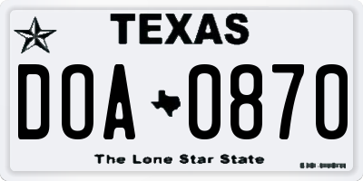TX license plate DOA0870