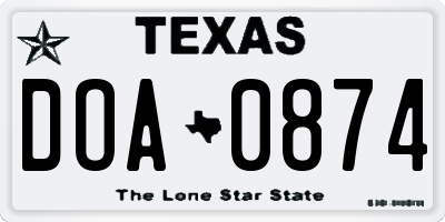 TX license plate DOA0874
