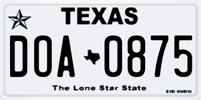 TX license plate DOA0875