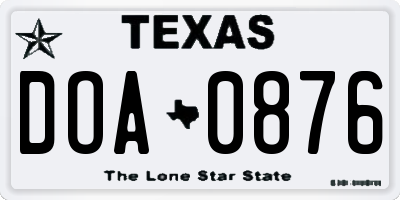 TX license plate DOA0876