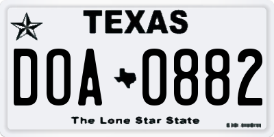 TX license plate DOA0882