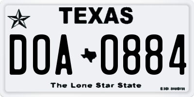 TX license plate DOA0884