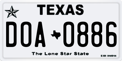 TX license plate DOA0886