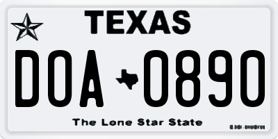TX license plate DOA0890