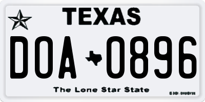 TX license plate DOA0896