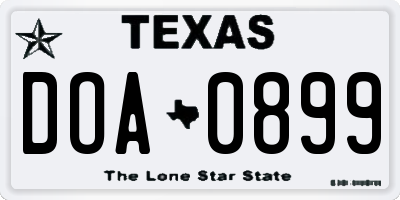 TX license plate DOA0899