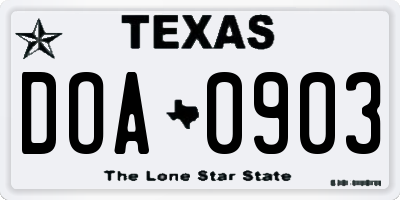 TX license plate DOA0903