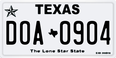 TX license plate DOA0904