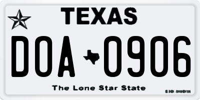 TX license plate DOA0906