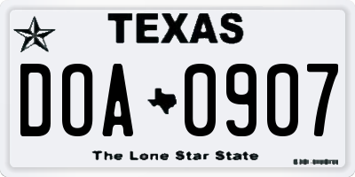 TX license plate DOA0907
