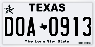 TX license plate DOA0913
