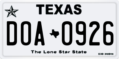 TX license plate DOA0926