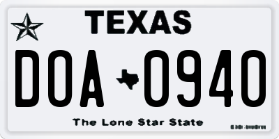 TX license plate DOA0940