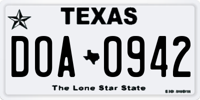 TX license plate DOA0942