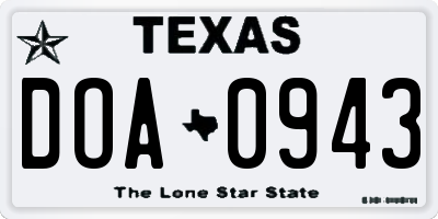 TX license plate DOA0943