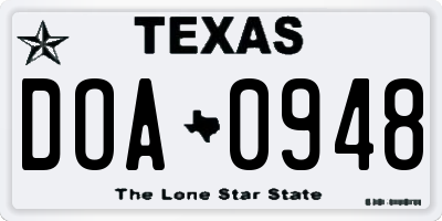 TX license plate DOA0948