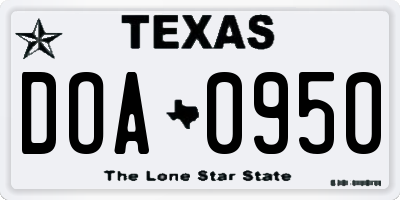 TX license plate DOA0950