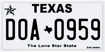 TX license plate DOA0959