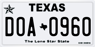 TX license plate DOA0960