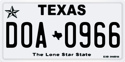 TX license plate DOA0966