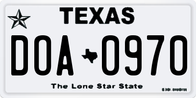 TX license plate DOA0970