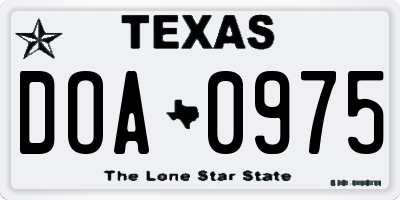TX license plate DOA0975