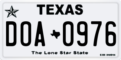 TX license plate DOA0976