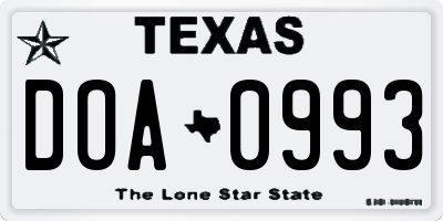 TX license plate DOA0993