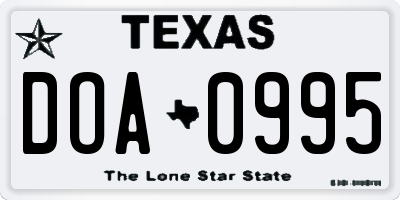 TX license plate DOA0995
