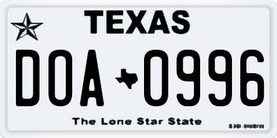 TX license plate DOA0996