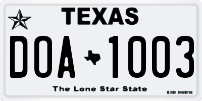 TX license plate DOA1003