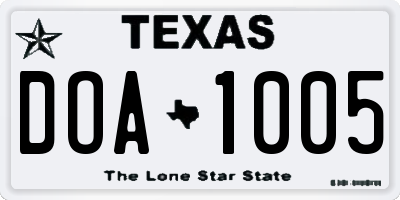 TX license plate DOA1005