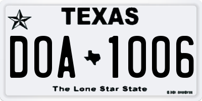 TX license plate DOA1006