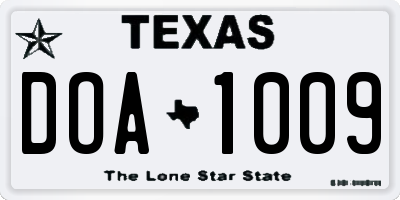 TX license plate DOA1009