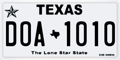 TX license plate DOA1010