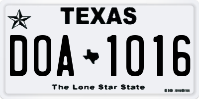 TX license plate DOA1016