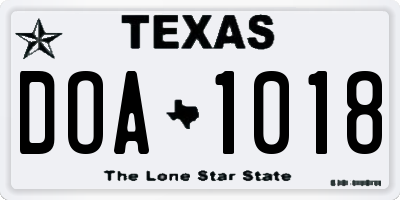 TX license plate DOA1018