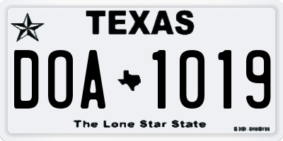 TX license plate DOA1019
