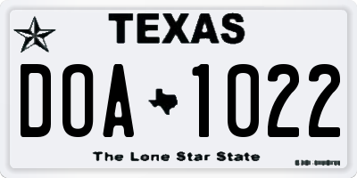 TX license plate DOA1022