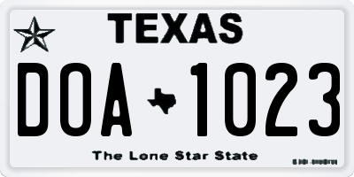 TX license plate DOA1023