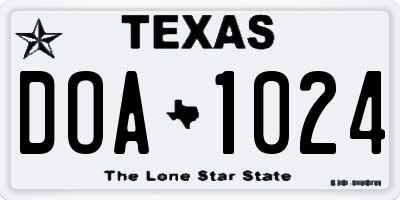 TX license plate DOA1024