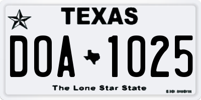 TX license plate DOA1025